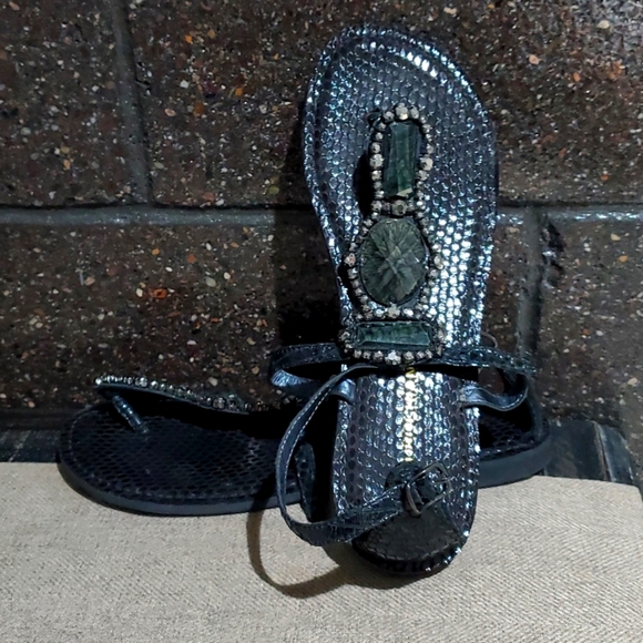 ARTURO CHIANG SANDALS SIZE 6 CHUNKY STATEMENT ANIMAL PRINT MOBWIFE - Picture 1 of 12